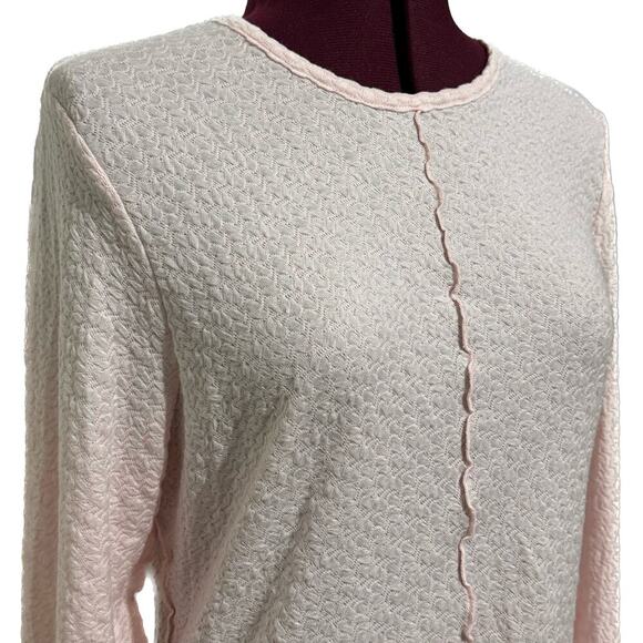 SANCTUARY Textured Knit Lettuce Edge Long Sleeve Tee Top Light Pink NWT XL - Picture 3 of 8